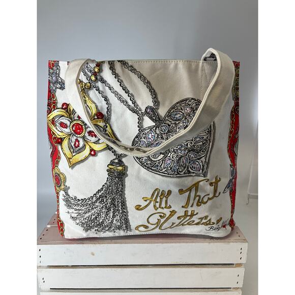 BRIGHTON (XXL) CANVAS WOMENS "ALL THAT GLITTER TOTE" - Picture 1 of 12